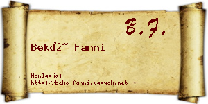 Bekő Fanni névjegykártya